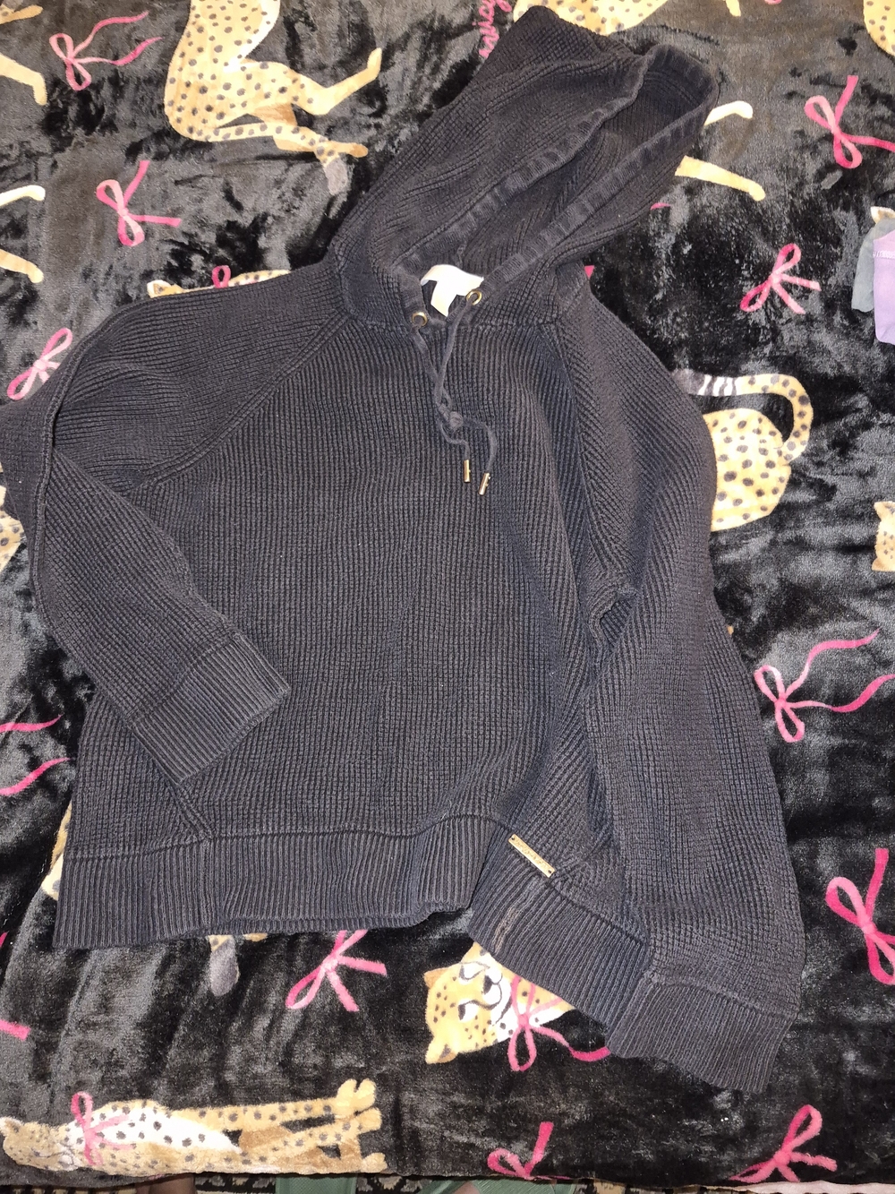 Michael Kors Women's Black Hooded Knit Sweater